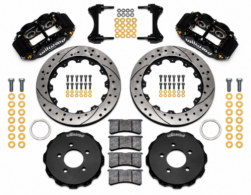 willie's VSDP リムインナーゴールド Wilwood 02-06 RSX Black Caliper Drilled Rotor 4 Piston Dynalite